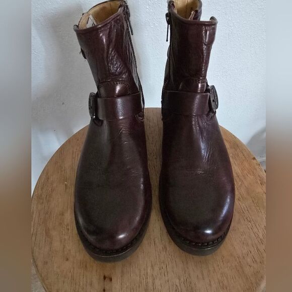 Frye The Vicky Buckle Boots Dark Brown Size 7 - Picture 3 of 11